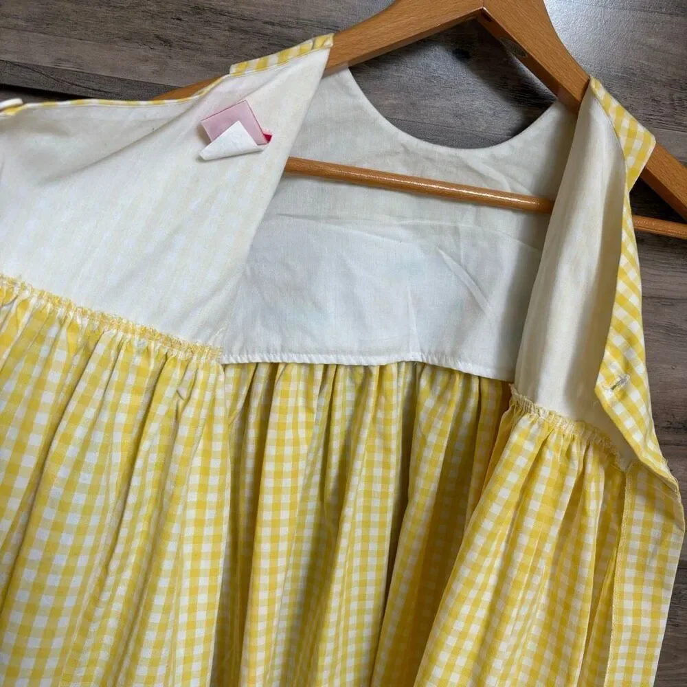 Smocked Frocks Girls 7 Yellow Gingham Ducks Dress Artsy Preppy Old Money Classy
